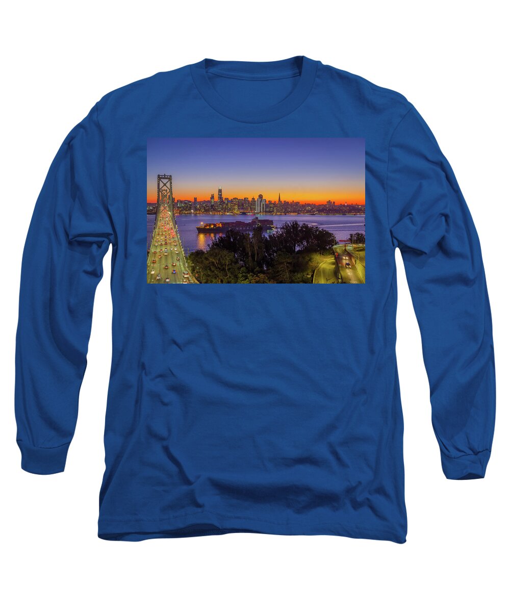 Bay Area Long Sleeve T-Shirt featuring the photograph San Francisco Bay Barge by Scott McGuire