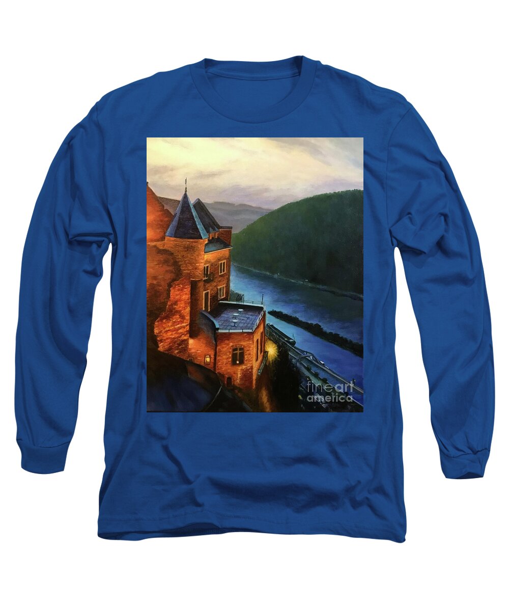 Oil Painting Long Sleeve T-Shirt featuring the painting Schonburg Castle by Sherrell Rodgers