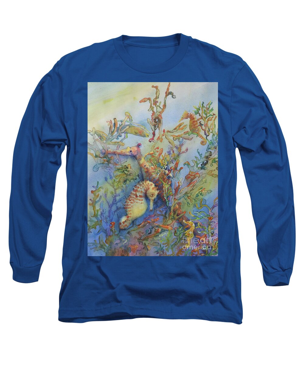 Nancy Charbeneau Long Sleeve T-Shirt featuring the painting Seahorse Crossing by Nancy Charbeneau