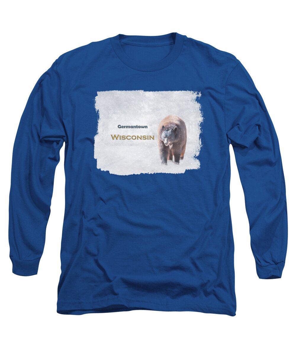 Germantown Long Sleeve T-Shirt featuring the mixed media Snow Bear Germantown Wisconsin by Elisabeth Lucas