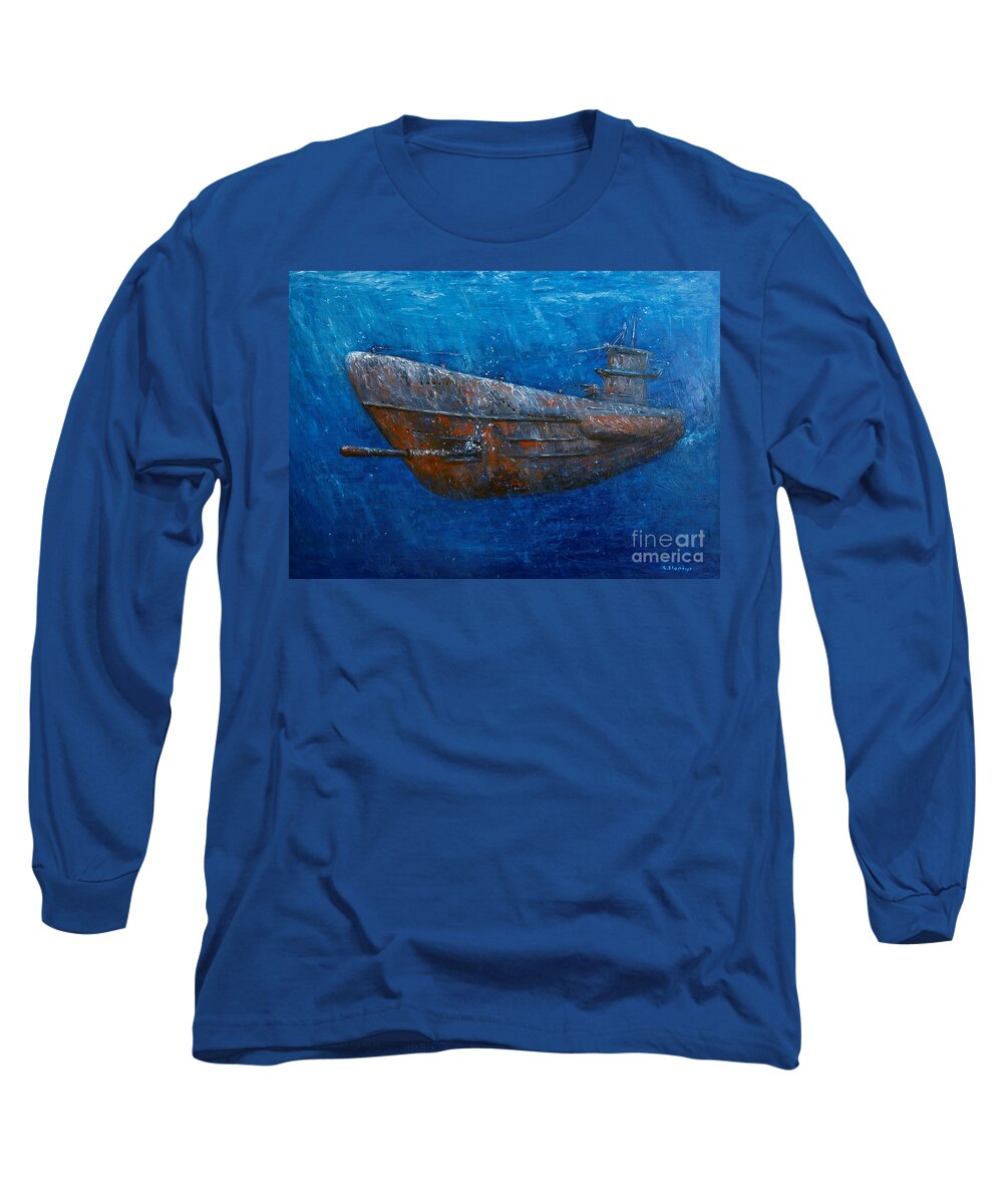 U-boat Long Sleeve T-Shirt featuring the painting Soul hunter by Arturas Slapsys