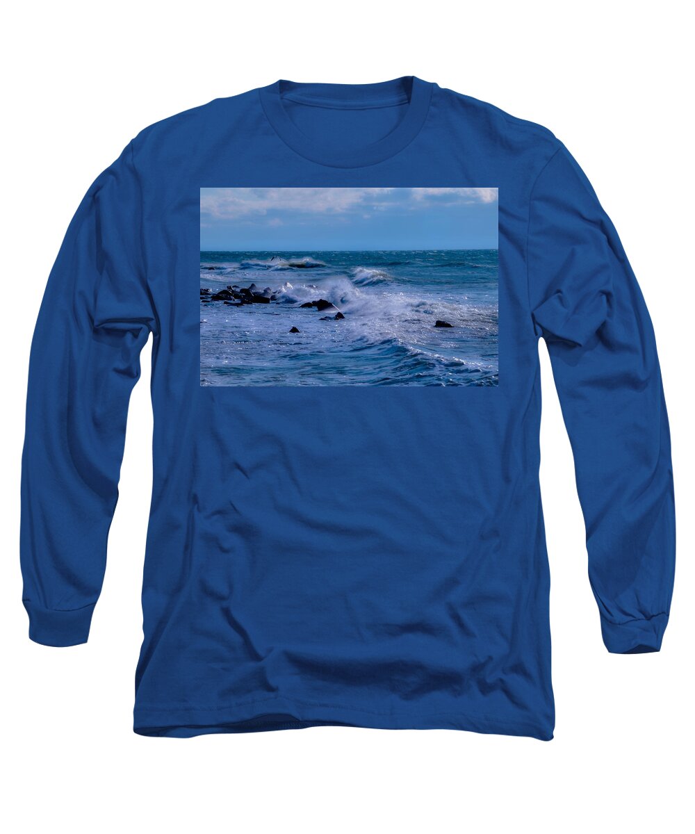 Waves Crashing Long Sleeve T-Shirt featuring the photograph Sparkling waves by Christina McGoran