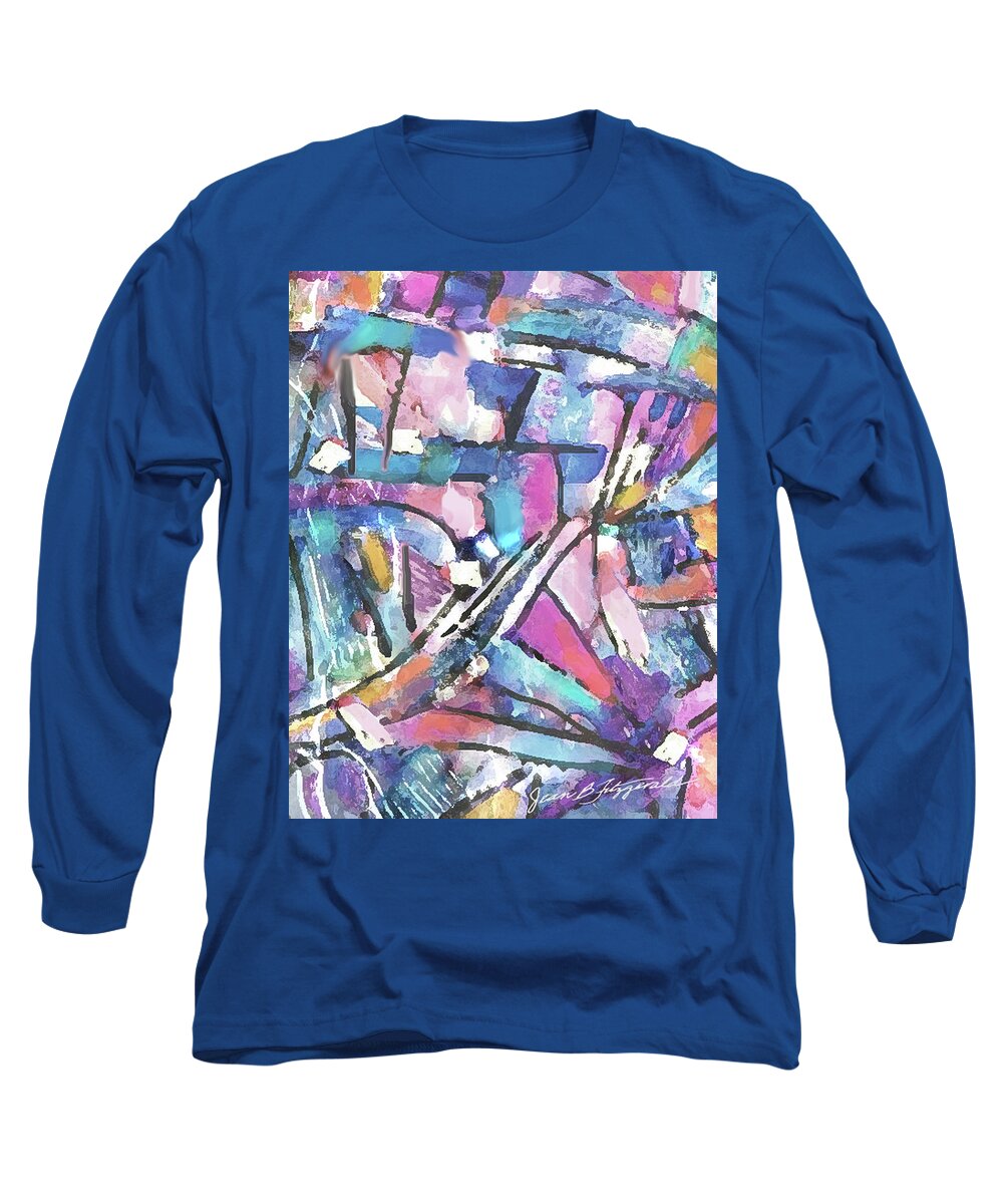 Unique Abstract Long Sleeve T-Shirt featuring the mixed media Sunday Pastel Abstract by Jean Batzell Fitzgerald