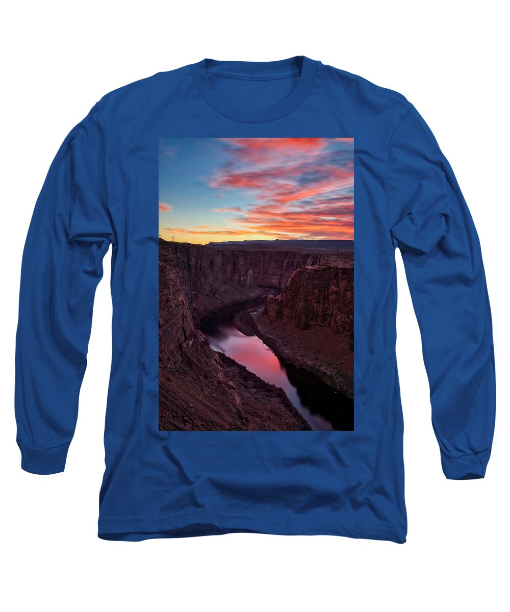Sunset Long Sleeve T-Shirt featuring the photograph Sunset on the Colorado River by Bradley Morris