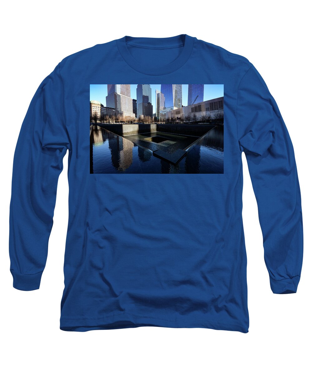 9/11 Long Sleeve T-Shirt featuring the photograph For The Survivors - Ground Zero, 9/11 Memorial. New York City by Earth And Spirit