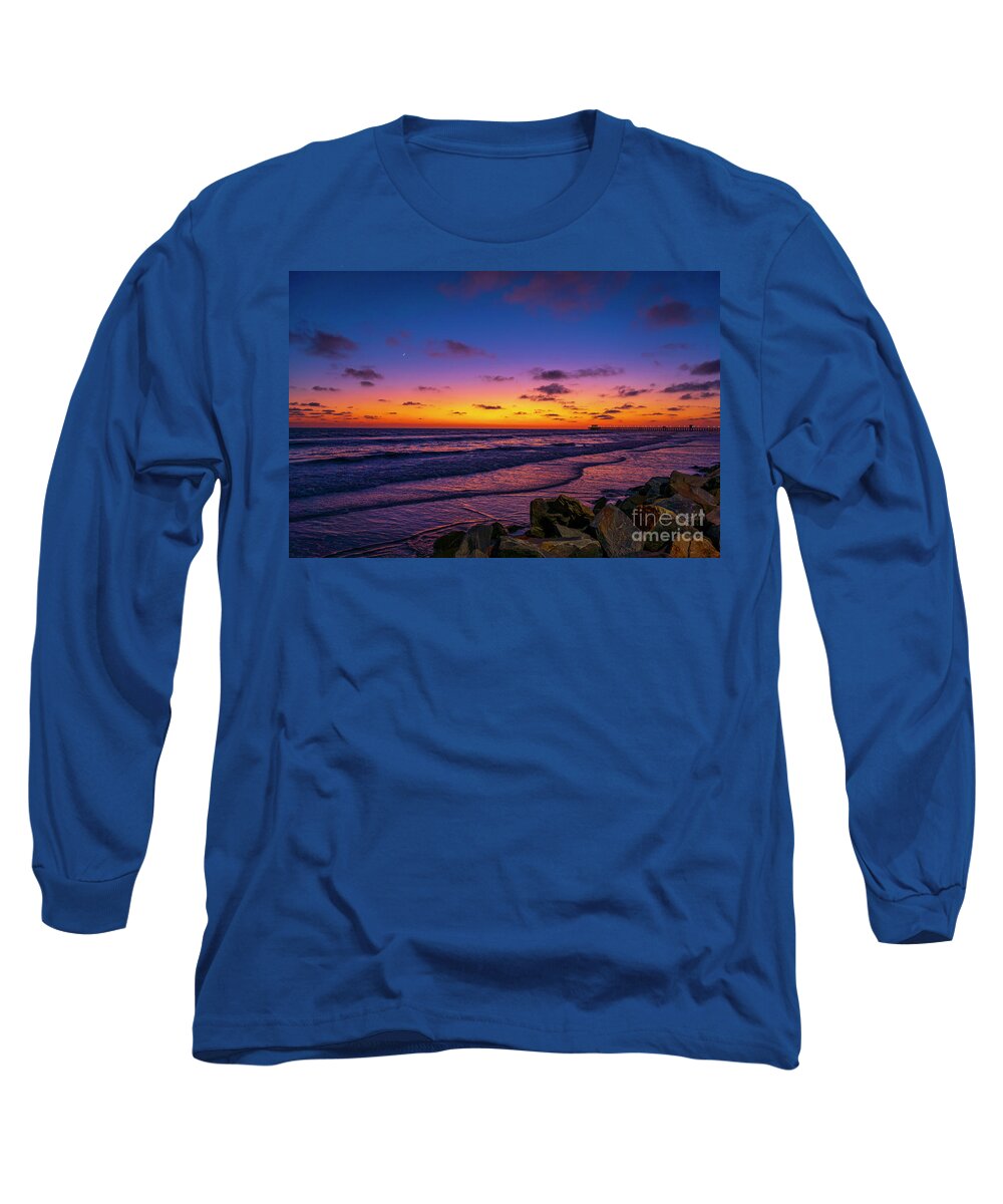 Colorful Long Sleeve T-Shirt featuring the photograph Twilight in Oceanside by Rich Cruse