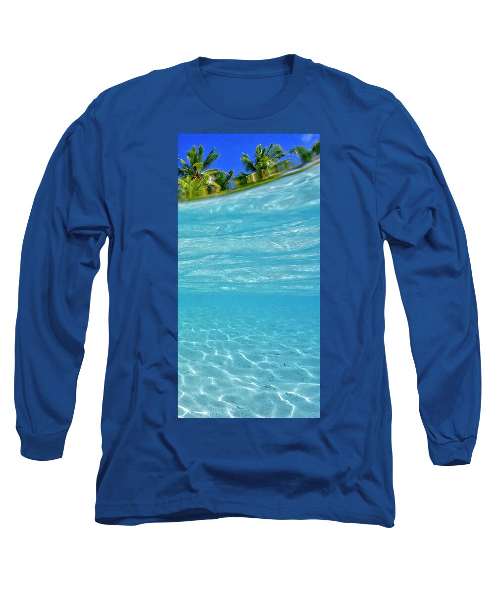 Ocean Long Sleeve T-Shirt featuring the photograph Water and sky triptych - 3 of 3 by Artesub