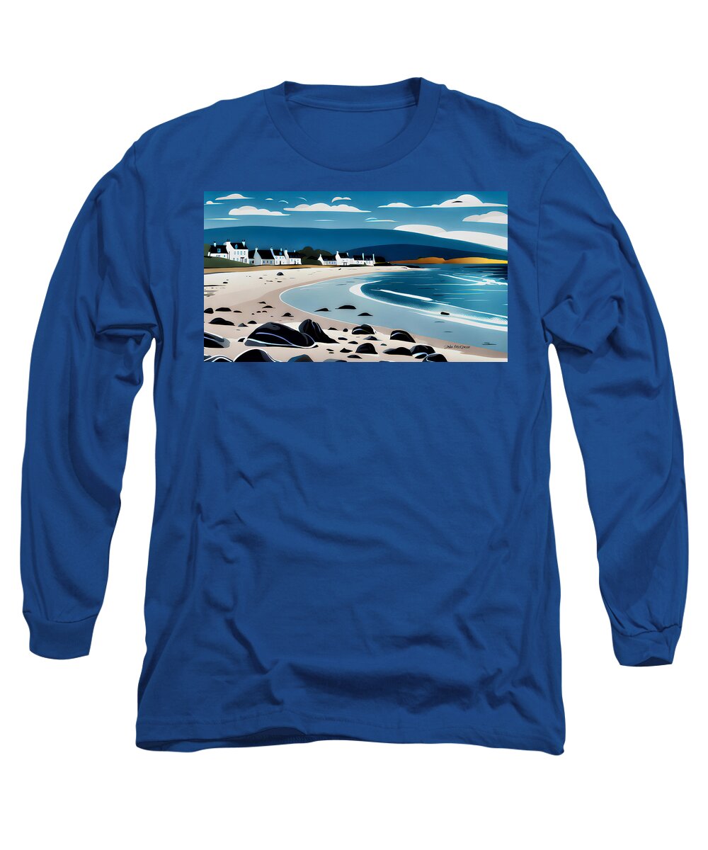 Scotland Long Sleeve T-Shirt featuring the digital art Wee Scottish village by John Mckenzie