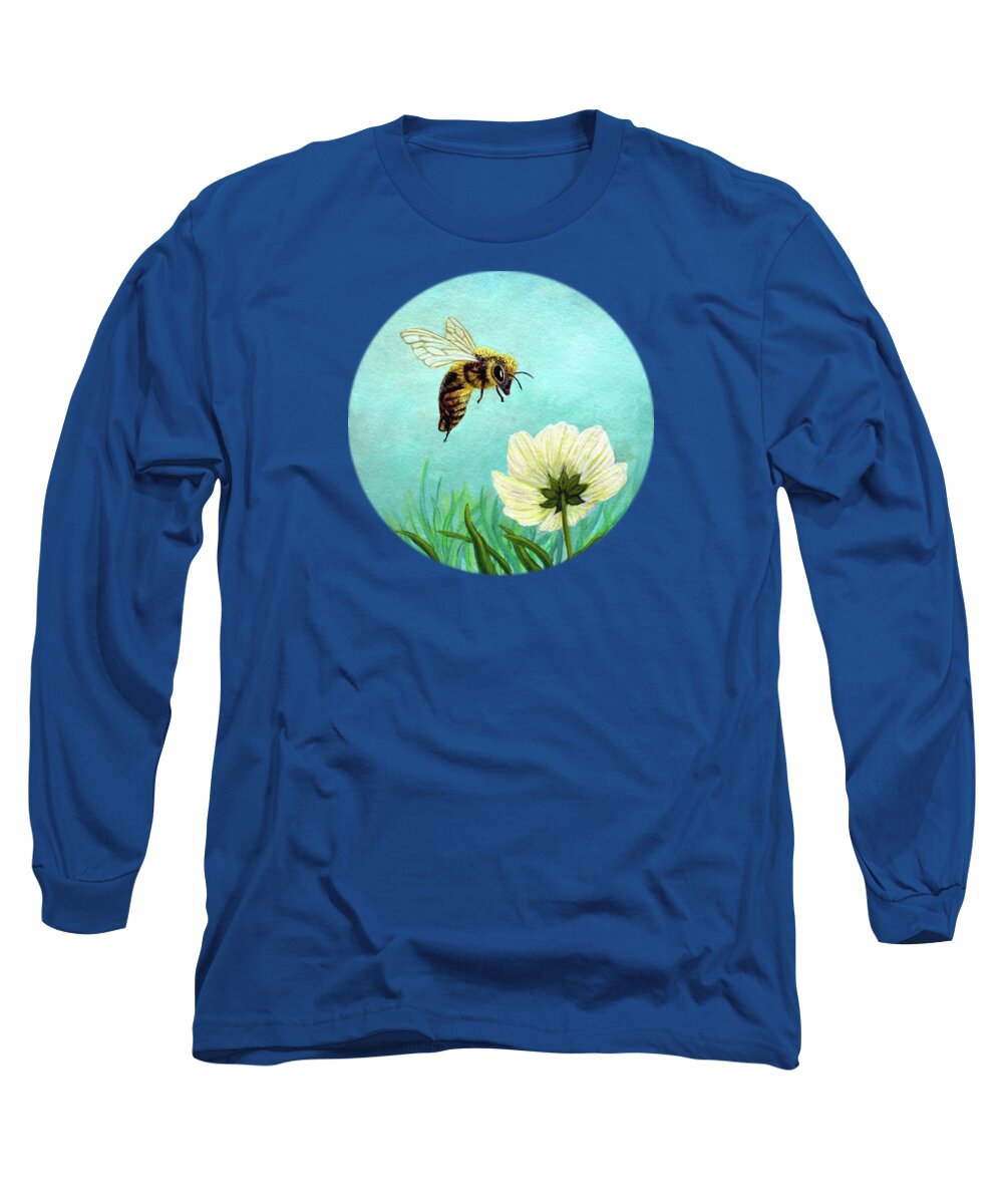 Bee Long Sleeve T-Shirt featuring the painting Welcome by Sarah Irland
