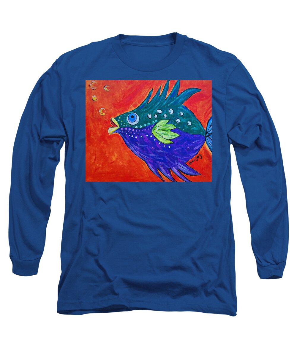 Whimsical Long Sleeve T-Shirt featuring the painting Whimsical Fish by Bonny Puckett
