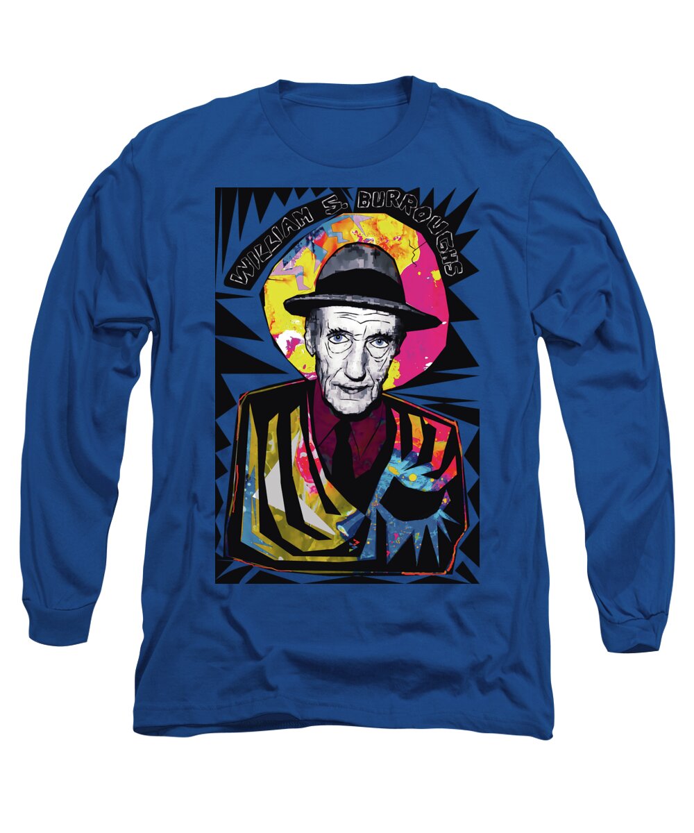 William S Burroughs Long Sleeve T-Shirt featuring the digital art William S. Burroughs and the Birth of Colors by Zoran Maslic