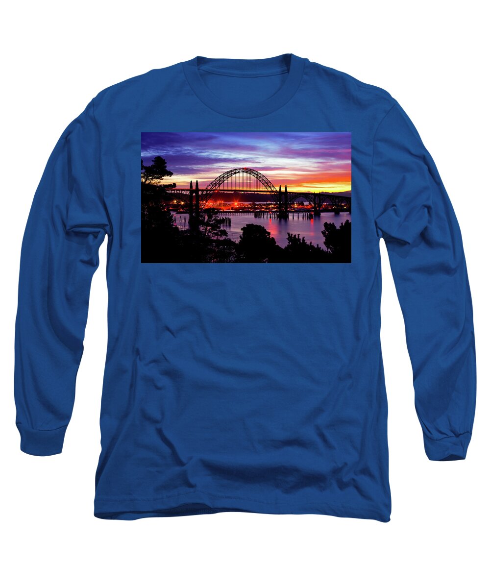 Oregon Long Sleeve T-Shirt featuring the photograph Yaquina Bay Bridge Sunrise by Darren White