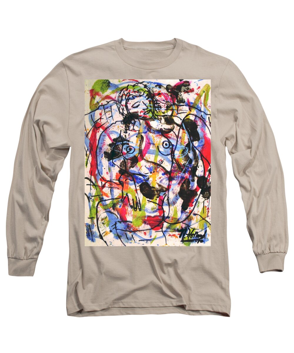 Erotic Long Sleeve T-Shirt featuring the painting  Erotic Nude by Natalie Holland