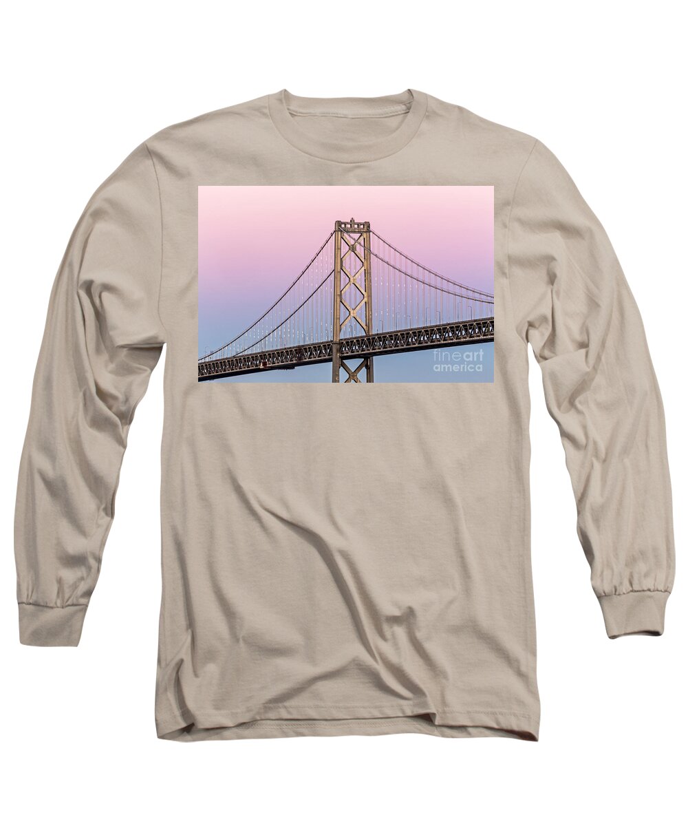 Bay Bridge Long Sleeve T-Shirt featuring the photograph Bay Bridge Lights at Sunset by Kate Brown