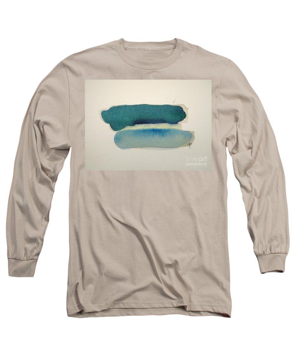 Abstract Long Sleeve T-Shirt featuring the painting Blue Rain by Vesna Antic