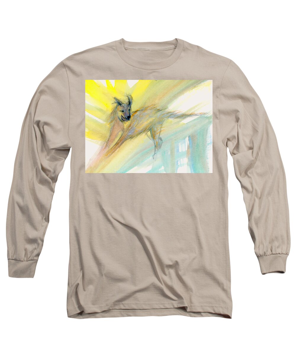 Dog Long Sleeve T-Shirt featuring the painting Dancing through #1 by Suzy Norris