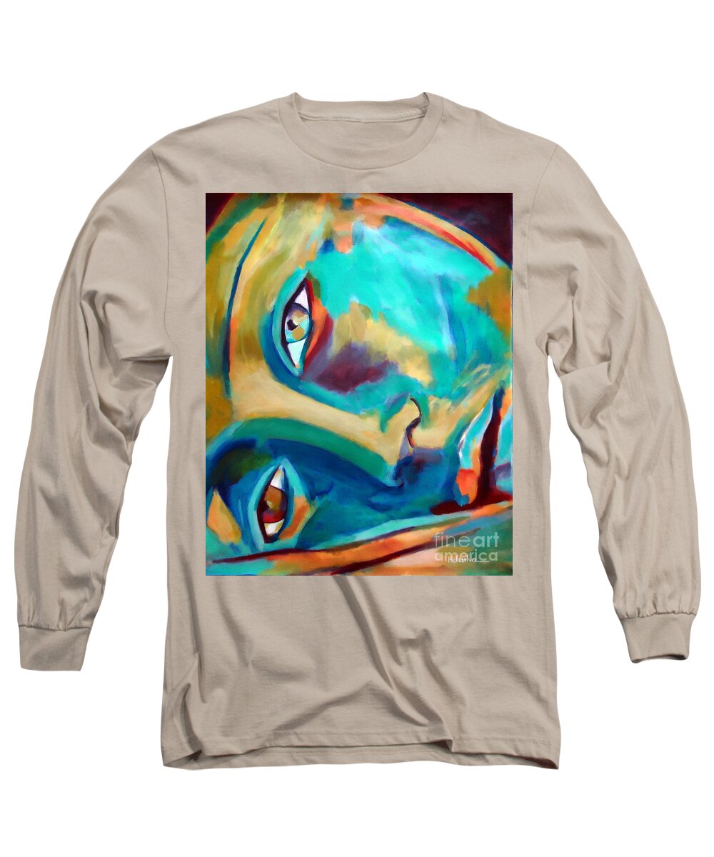 Contemporary Art Long Sleeve T-Shirt featuring the painting Doorway to the heart by Helena Wierzbicki