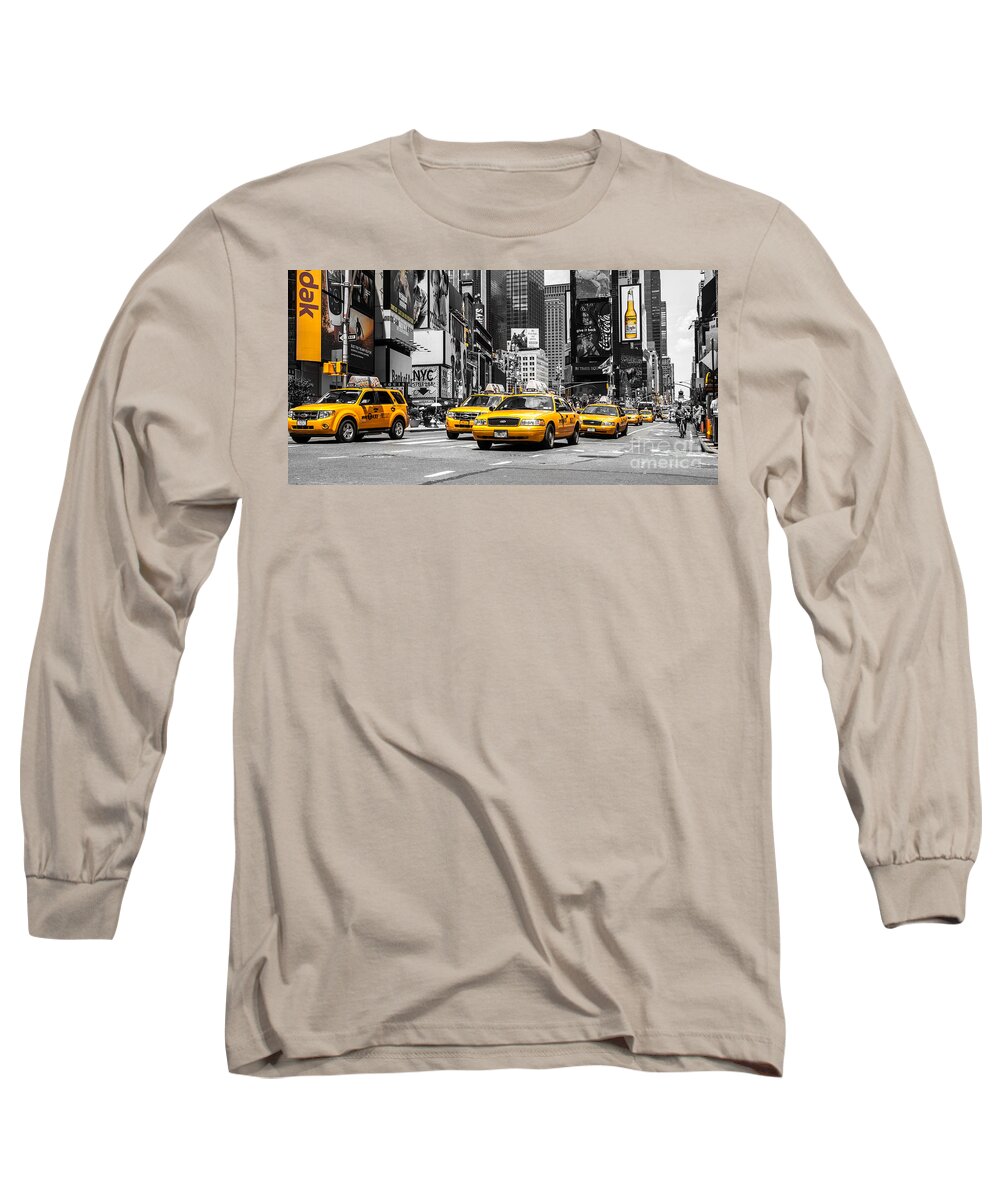 Nyc Long Sleeve T-Shirt featuring the photograph NYC Yellow Cabs - ck by Hannes Cmarits