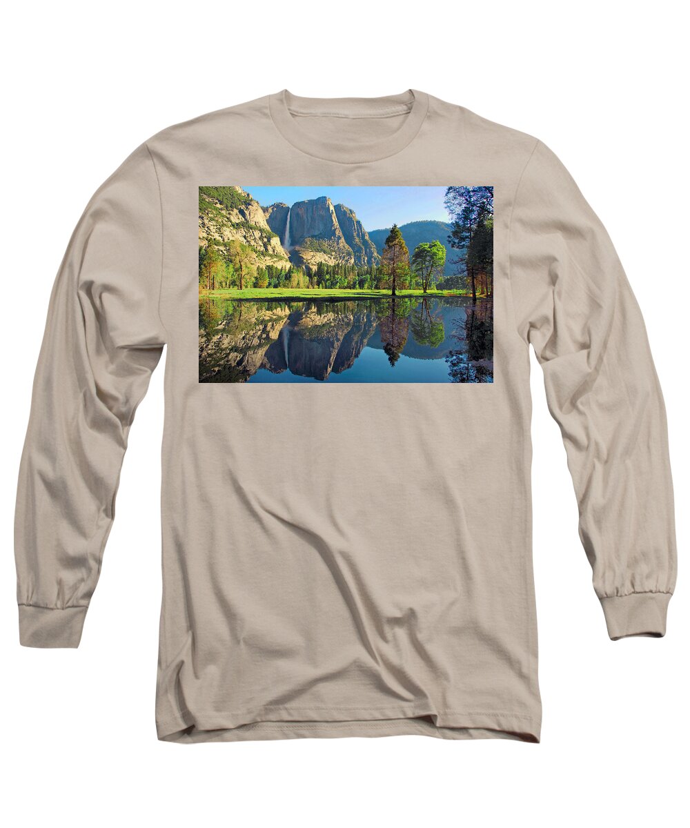 Yosemite National Park Long Sleeve T-Shirt featuring the photograph Reflections of Yosemite Falls by Lynn Bauer