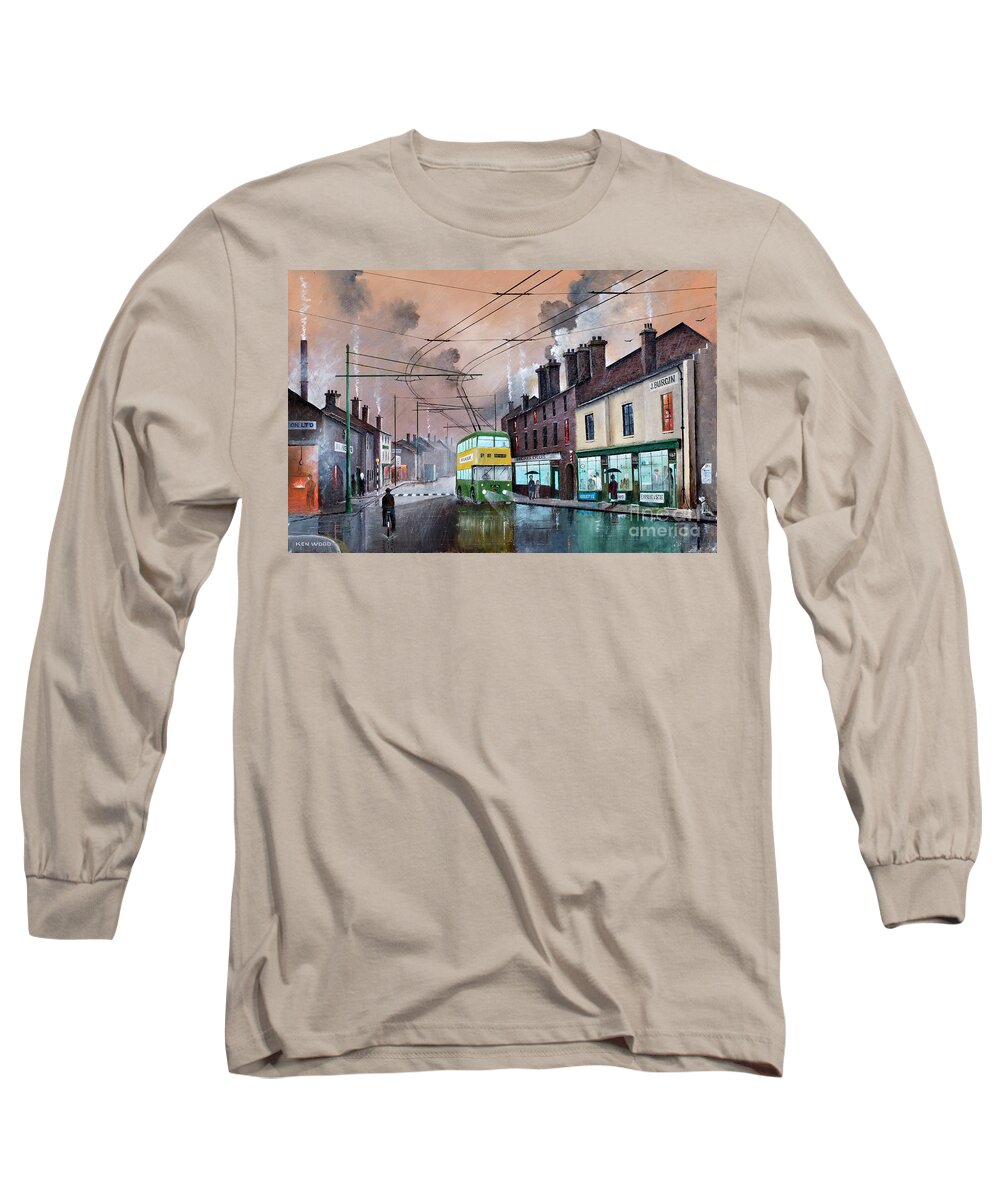 England Long Sleeve T-Shirt featuring the painting The Last Trolley Bus - England by Ken Wood