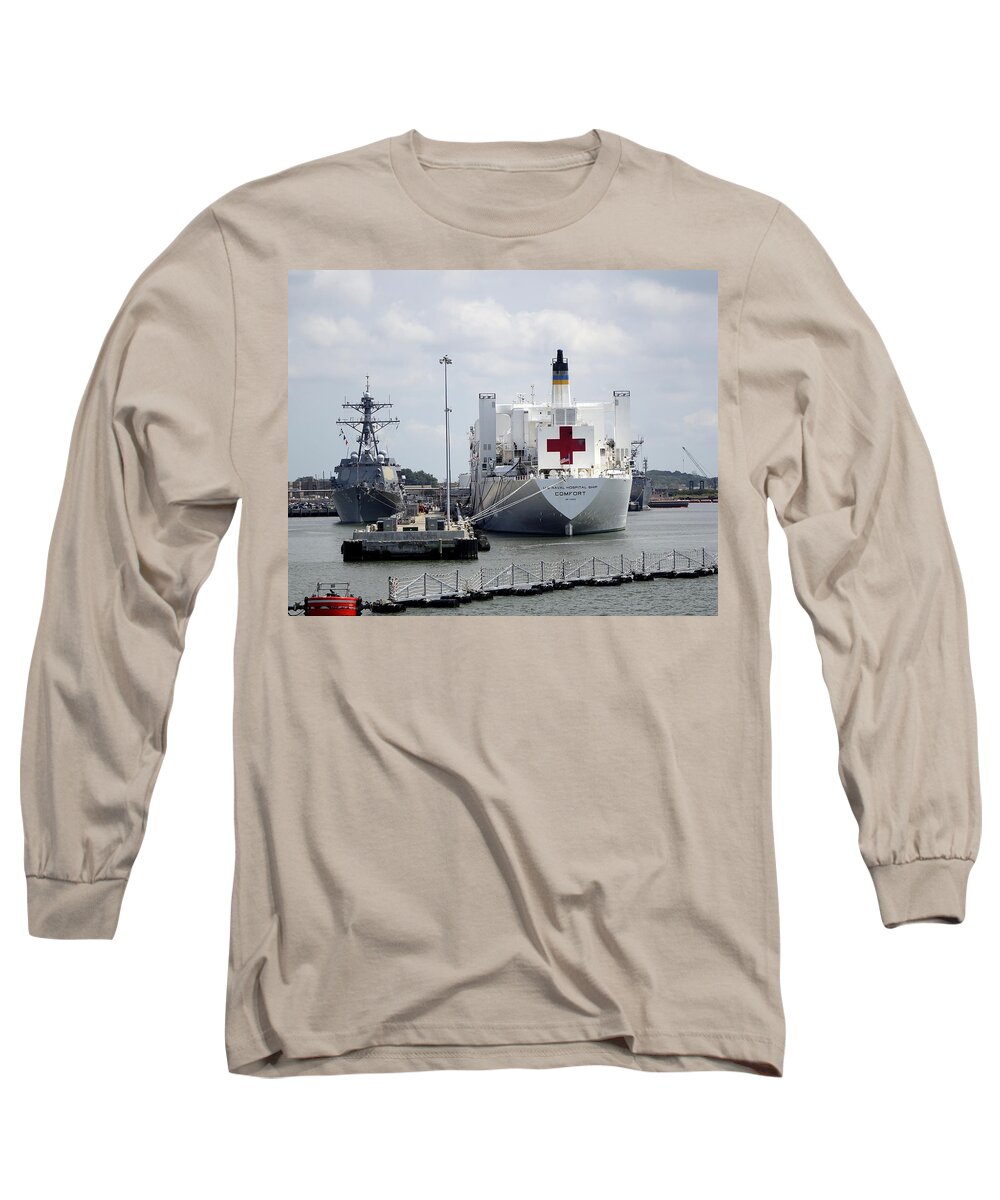 Norfolk Long Sleeve T-Shirt featuring the photograph US Naval Hospital Ship Comfort #2 by Rick Rosenshein