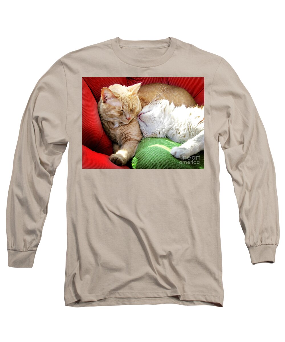 Cats Long Sleeve T-Shirt featuring the photograph Warmth and Love for the Holidays by Ellen Cotton