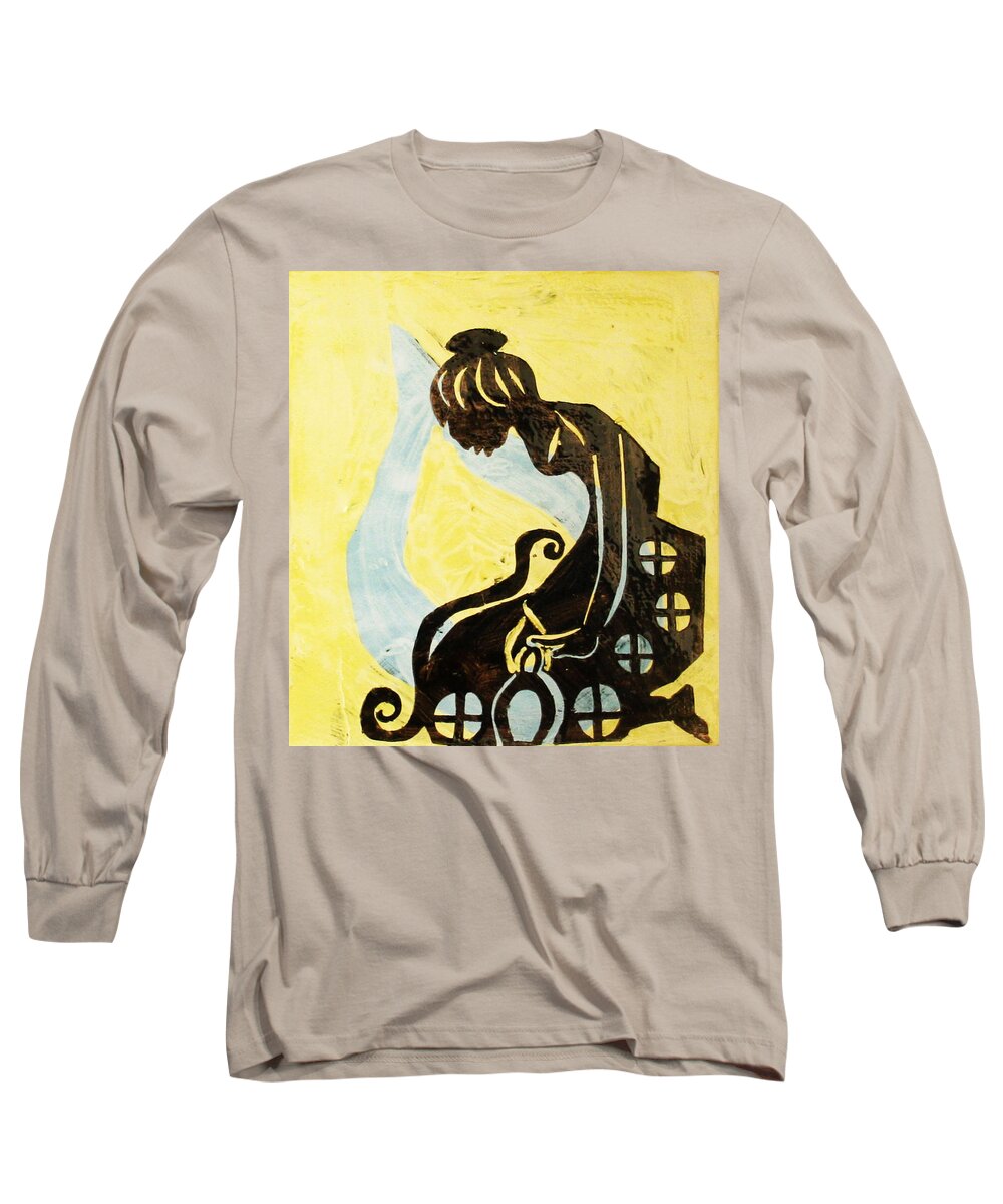 Jesus Long Sleeve T-Shirt featuring the painting The Wise Virgin #10 by Gloria Ssali