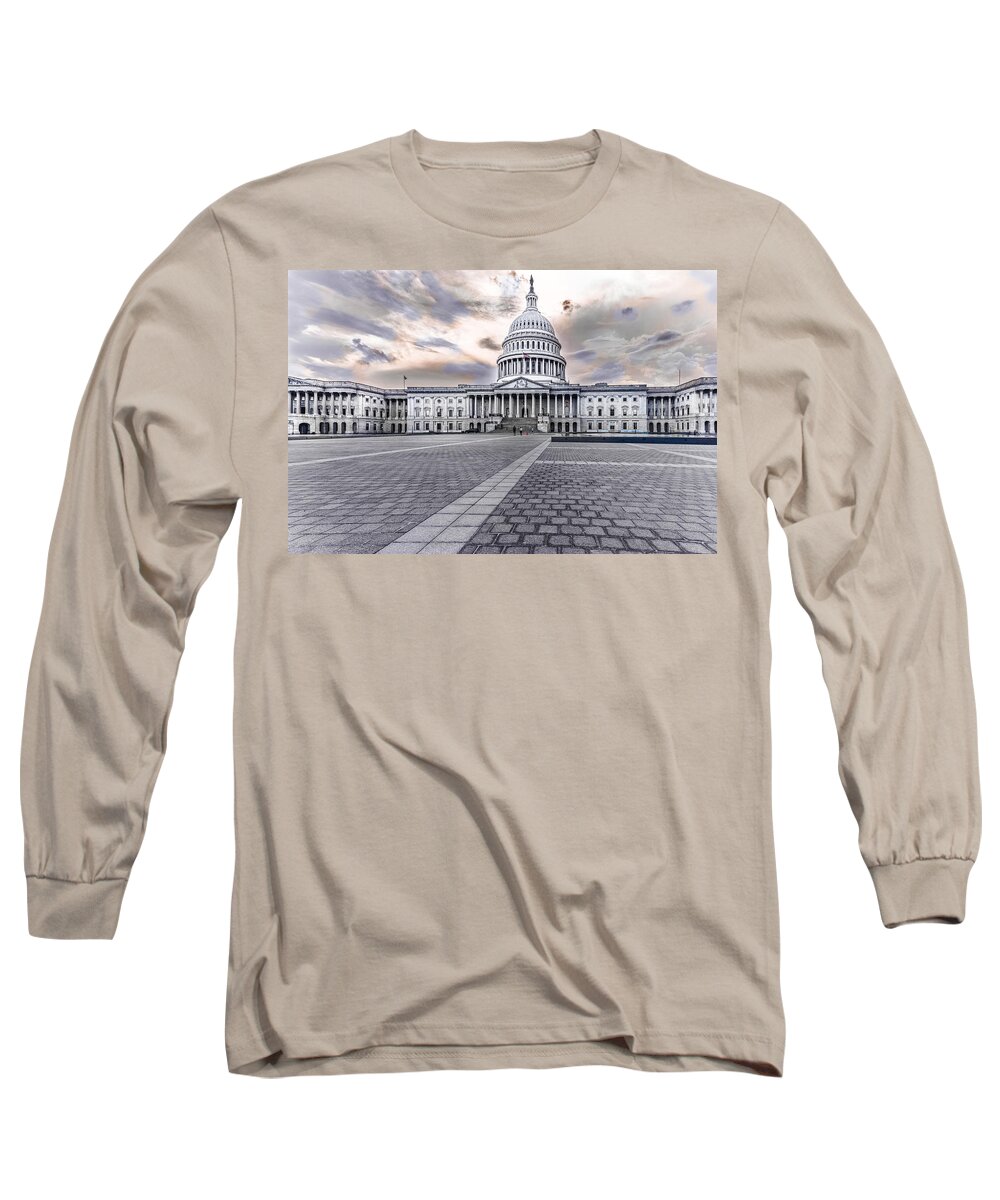 America Long Sleeve T-Shirt featuring the photograph Capitol Building #11 by Peter Lakomy