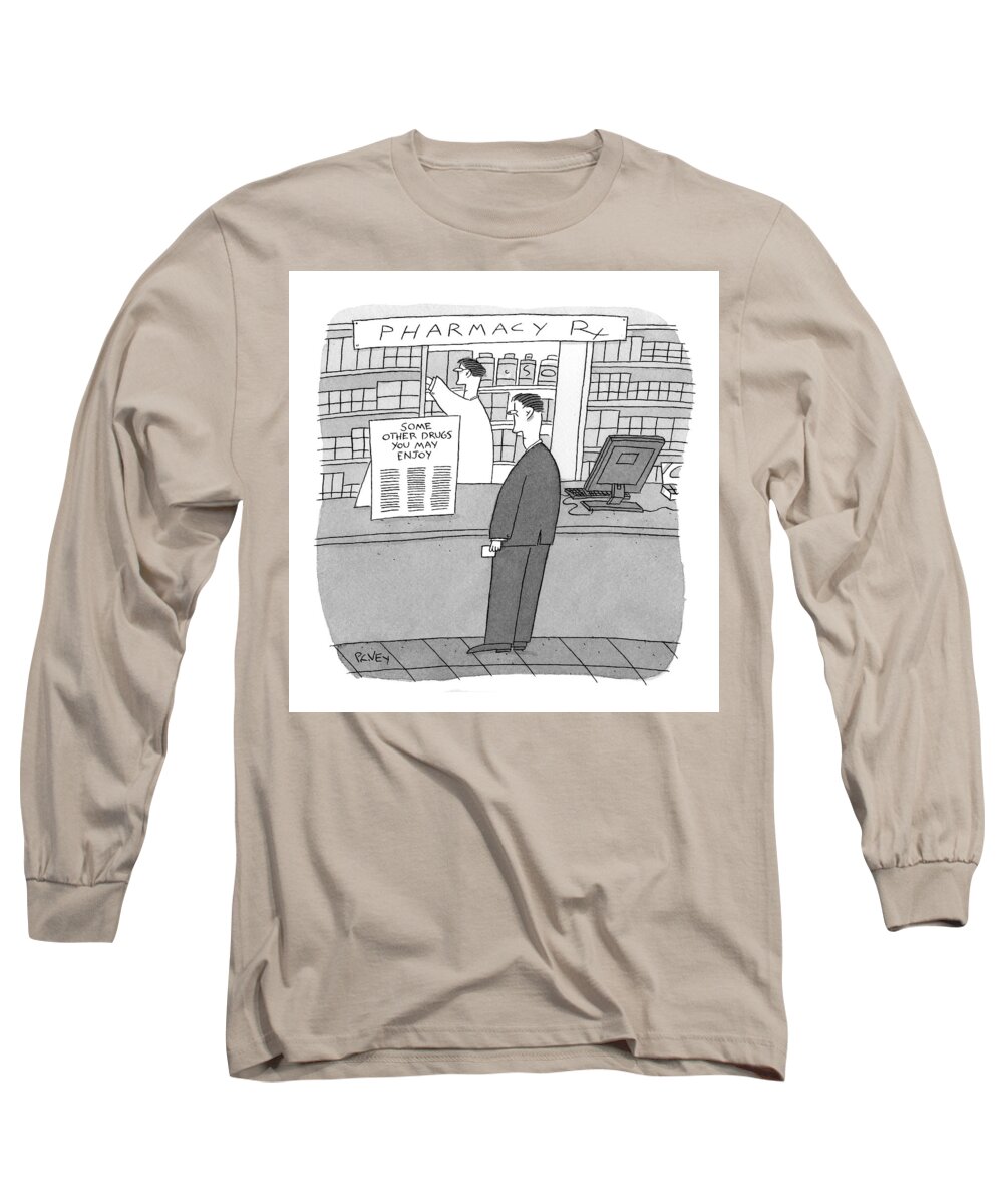 Captionless. Drugs Long Sleeve T-Shirt featuring the drawing New Yorker May 25th, 2009 by Peter C. Vey