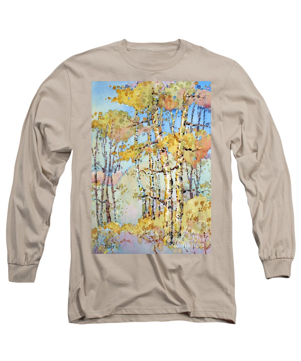 Colorado Long Sleeve T-Shirt featuring the painting Aspen Color by Joyce Hicks
