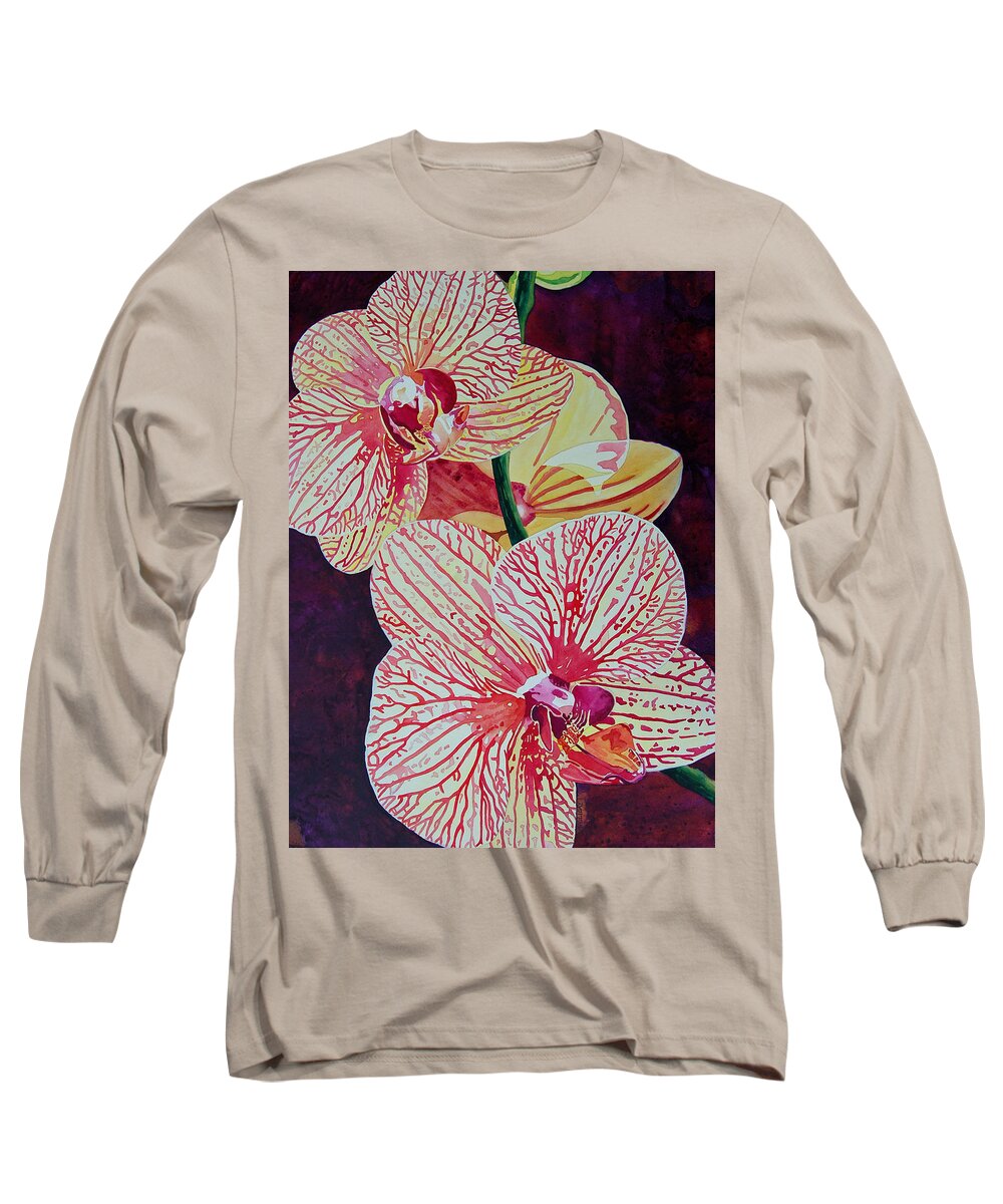 Orchids Long Sleeve T-Shirt featuring the painting Orchids by Terry Holliday