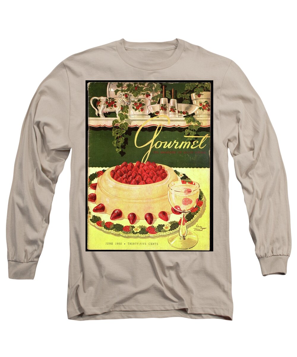 Entertainment Long Sleeve T-Shirt featuring the photograph A Blancmange Ring With Strawberries by Henry Stahlhut