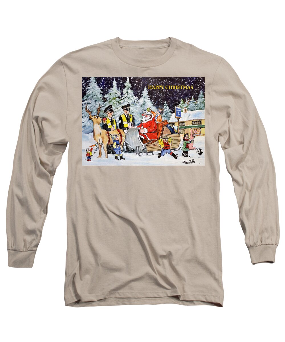 Christmas Card Long Sleeve T-Shirt featuring the painting A Happy Christmas by Barry BLAKE