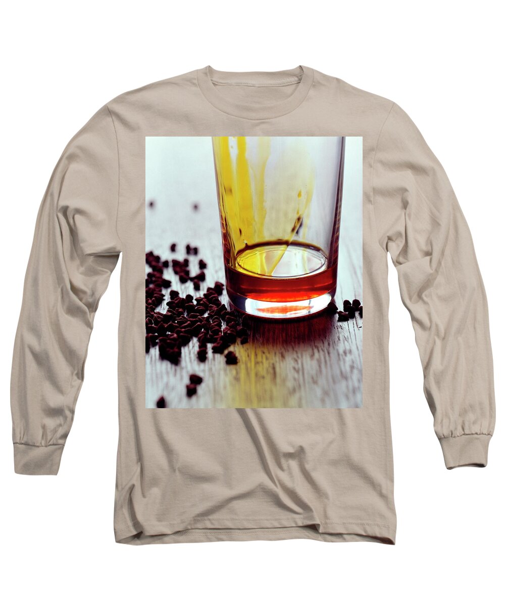 Cooking Long Sleeve T-Shirt featuring the photograph Annatto Seeds With A Glass by Romulo Yanes