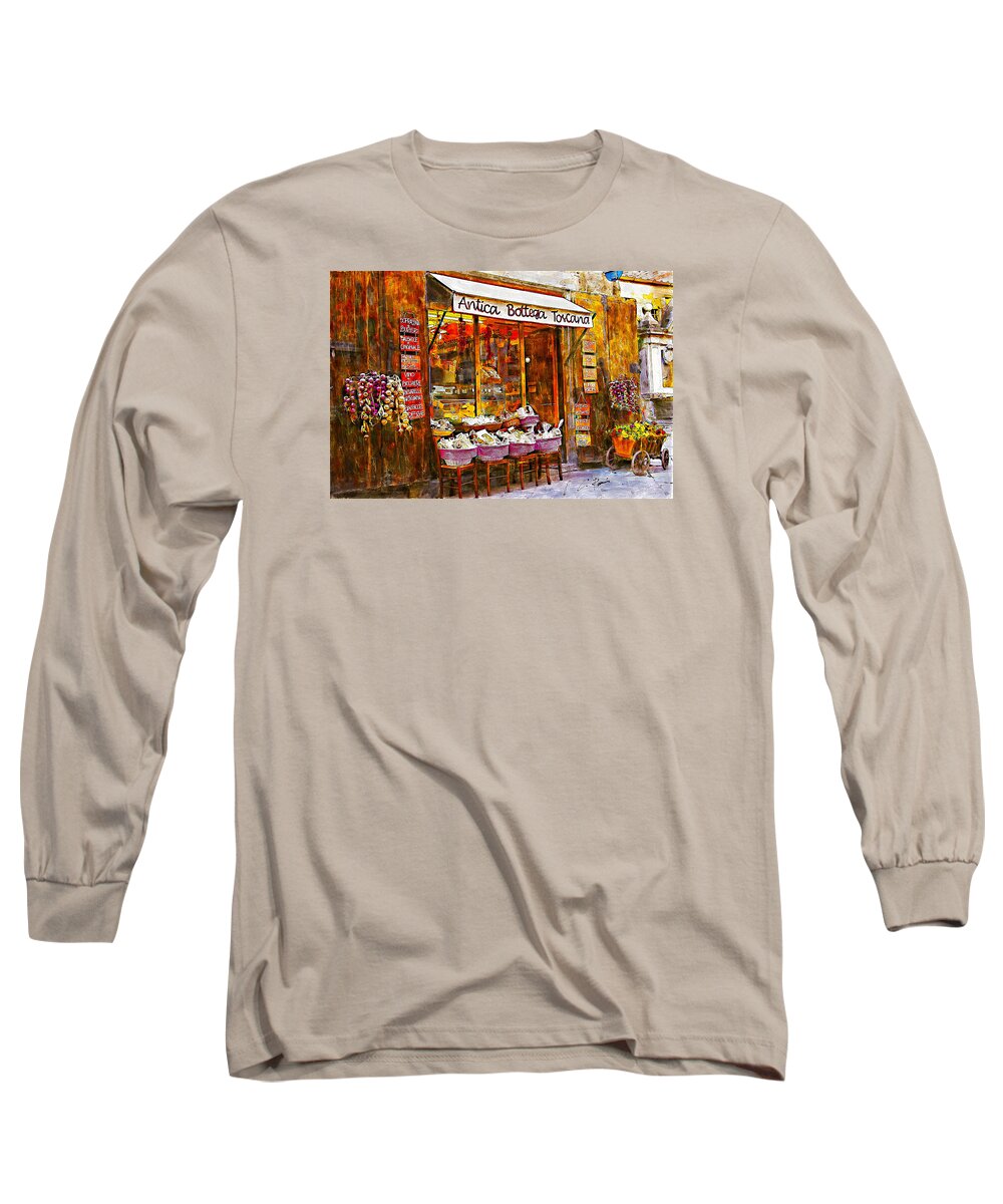 Shop Long Sleeve T-Shirt featuring the digital art Antica Bottega Toscana by Charlie Roman