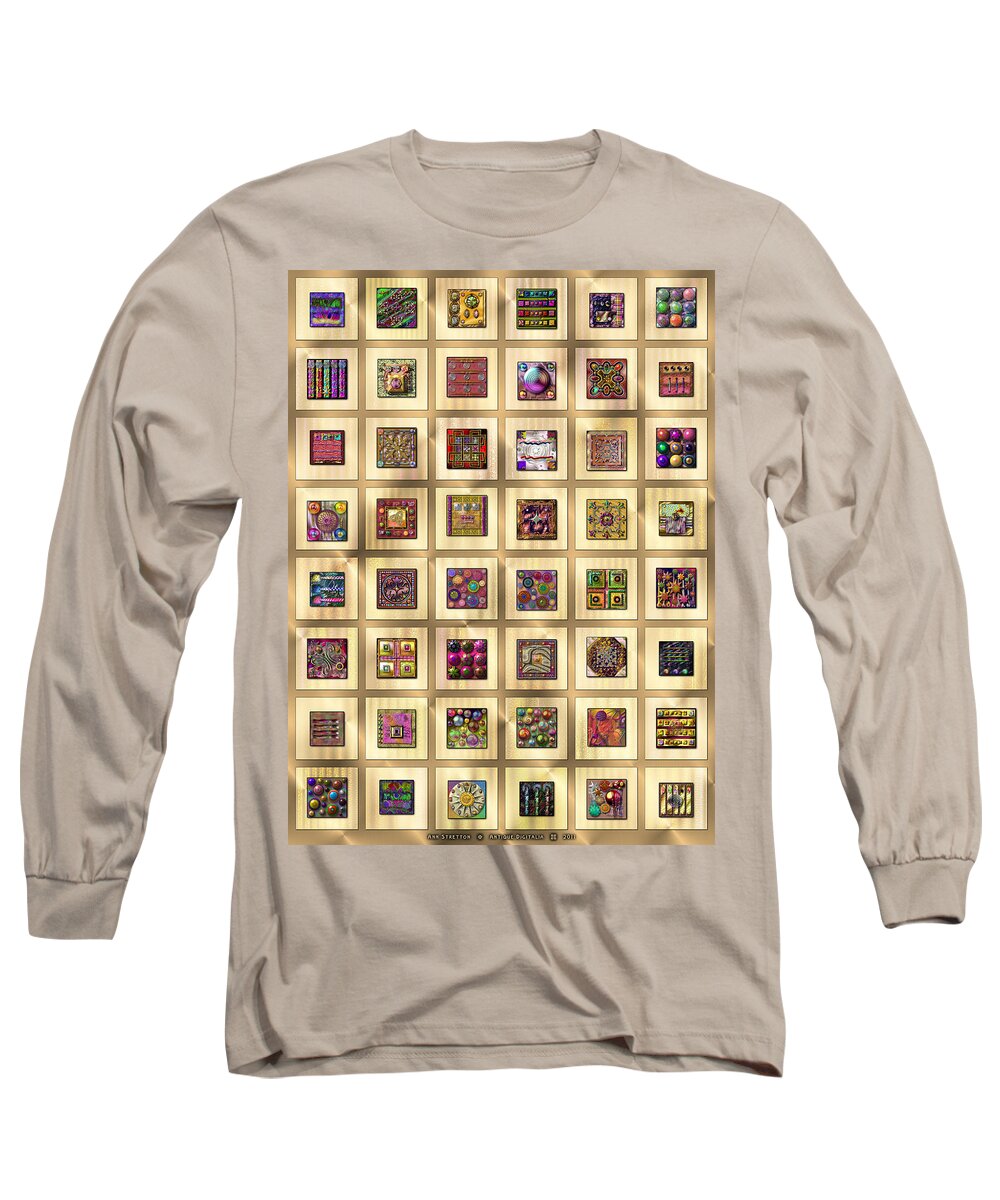 Gold Long Sleeve T-Shirt featuring the digital art Antique Digitalia by Ann Stretton