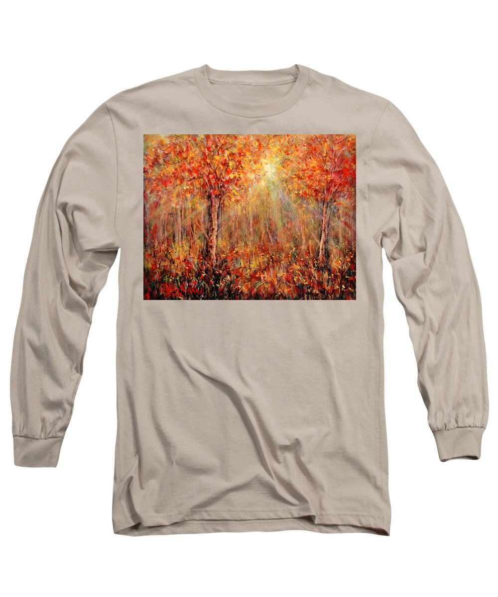 Landscape Long Sleeve T-Shirt featuring the painting Autumn by Natalie Holland