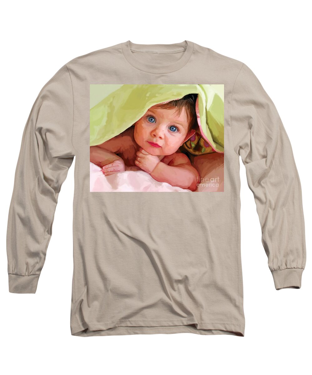 Baby Long Sleeve T-Shirt featuring the painting Baby Under Blanket by Tim Gilliland