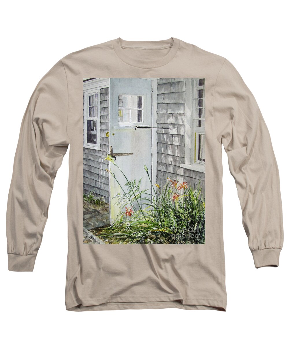 Original Painting Long Sleeve T-Shirt featuring the painting Back Door Nantucket by Carol Flagg