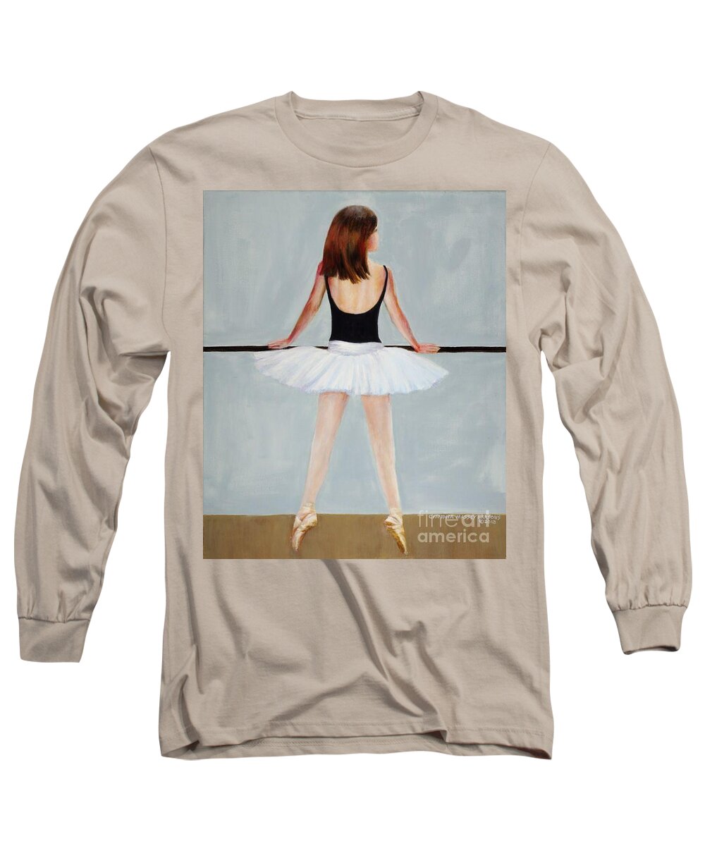 Ballerina Long Sleeve T-Shirt featuring the painting Barre by Cynthia Parsons