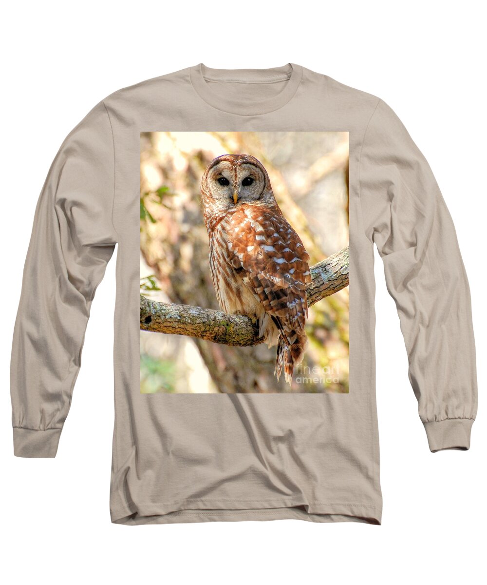 Birds Long Sleeve T-Shirt featuring the photograph Barred Owl by Kathy Baccari