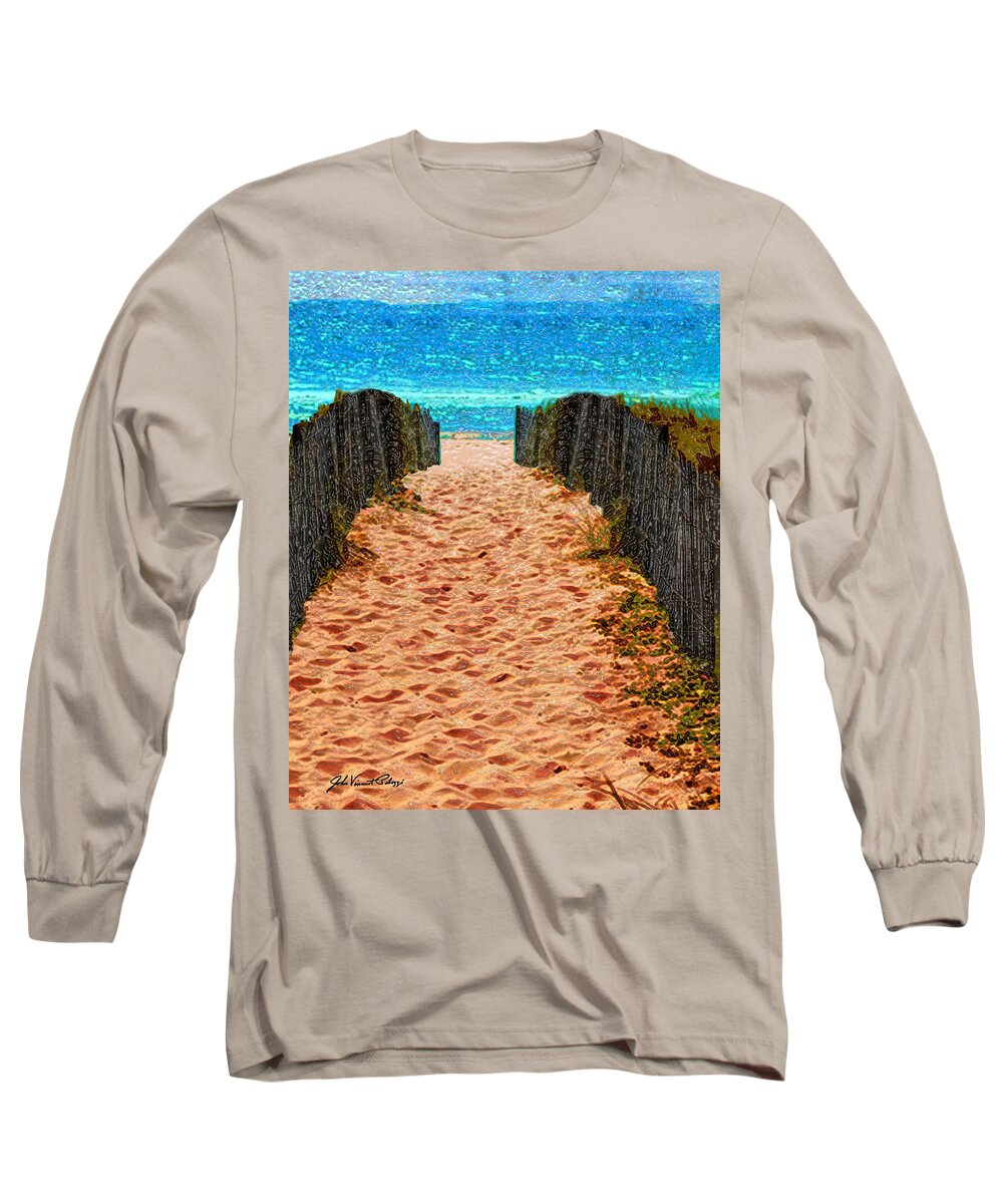 Palozzi Long Sleeve T-Shirt featuring the digital art Beach Entrance by John Vincent Palozzi