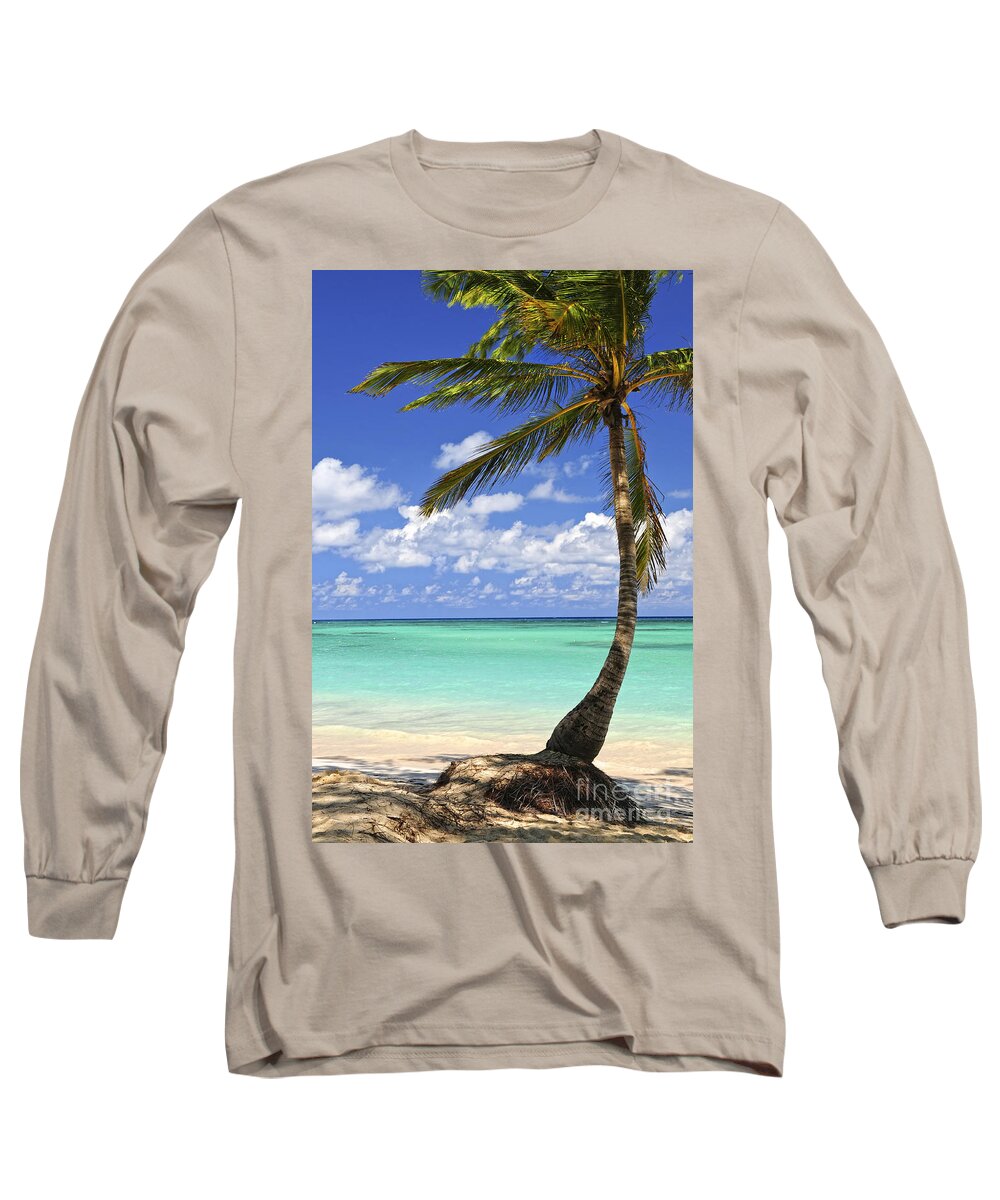 Beach Long Sleeve T-Shirt featuring the photograph Beach of a tropical island by Elena Elisseeva