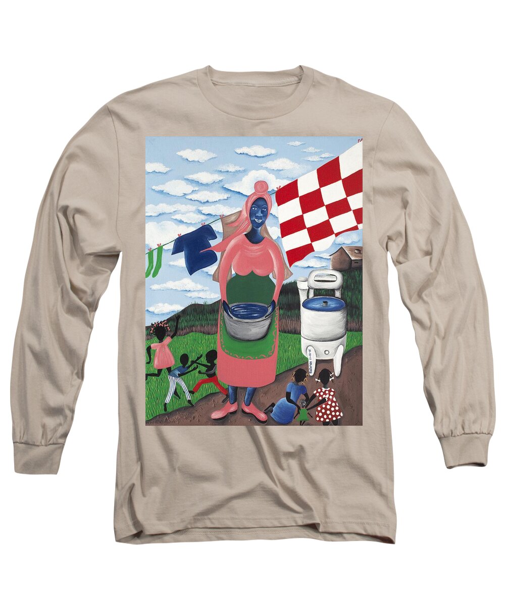 Sabree Long Sleeve T-Shirt featuring the painting Begin With Them by Patricia Sabreee