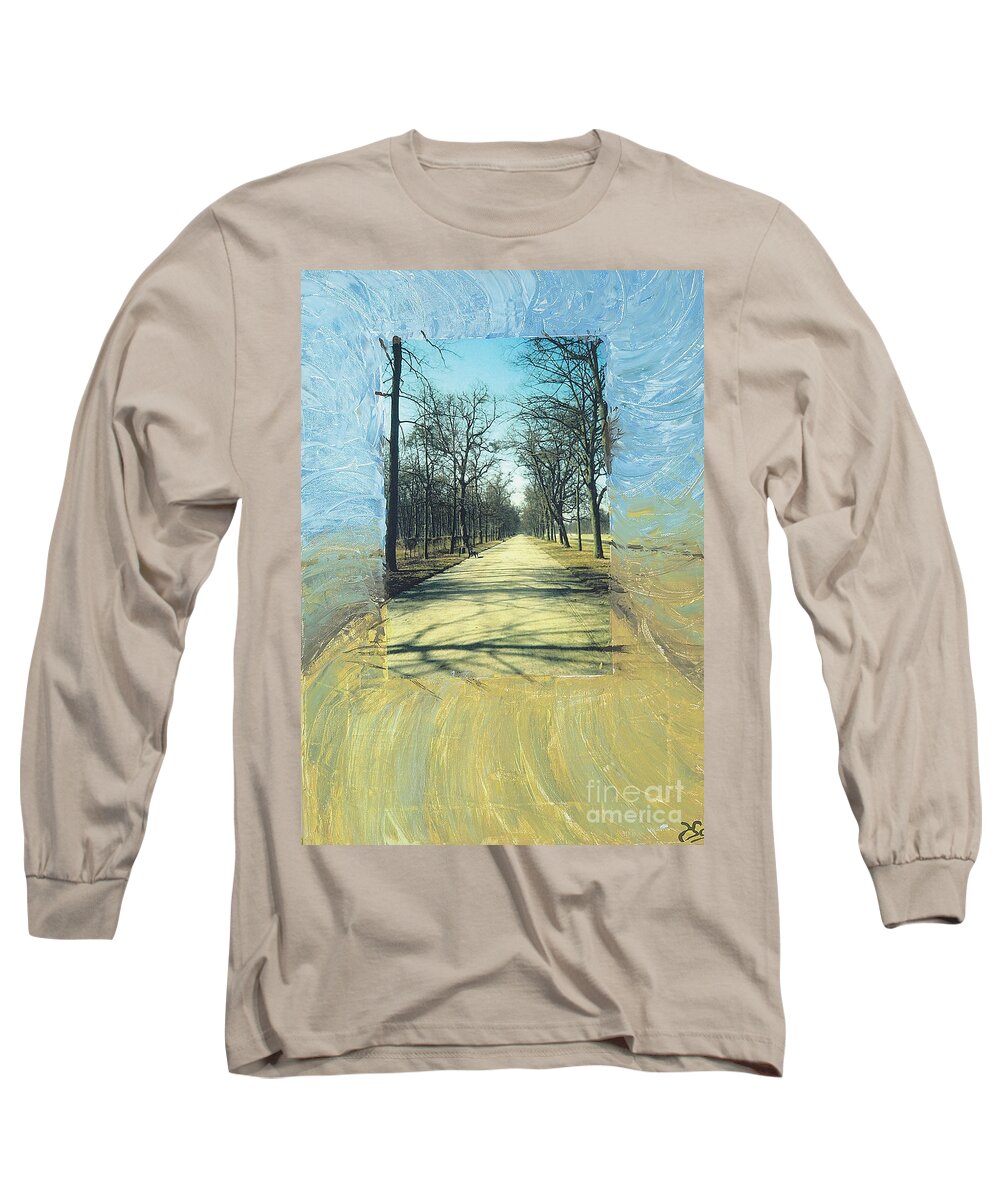 Blue Long Sleeve T-Shirt featuring the painting Being alone and feeling oneness by Heidi Sieber
