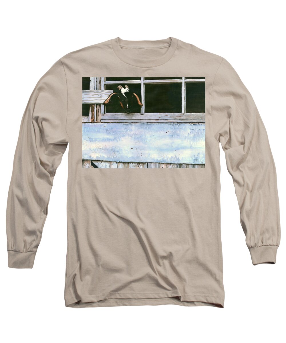 Goat Long Sleeve T-Shirt featuring the painting Bill's Goat by Pauline Walsh Jacobson