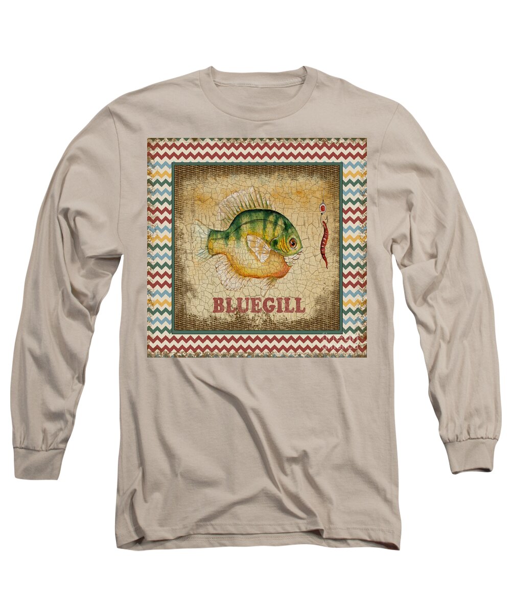 Acrylic Painting Long Sleeve T-Shirt featuring the painting Bluegill-Chevron by Jean Plout