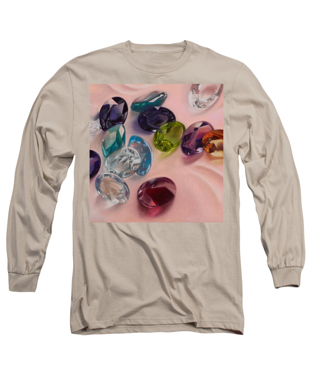 Jewels Gemstones Facets Sparkling Sparkly Brilliant Gems Award Long Sleeve T-Shirt featuring the pastel Brillanti by Brenda Salamone