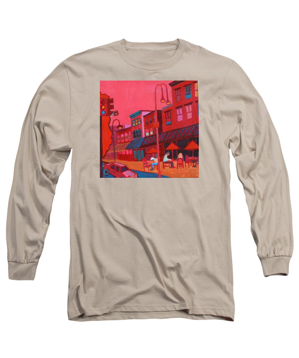 Vermont Long Sleeve T-Shirt featuring the painting Burlington VT cafe by Debra Bretton Robinson