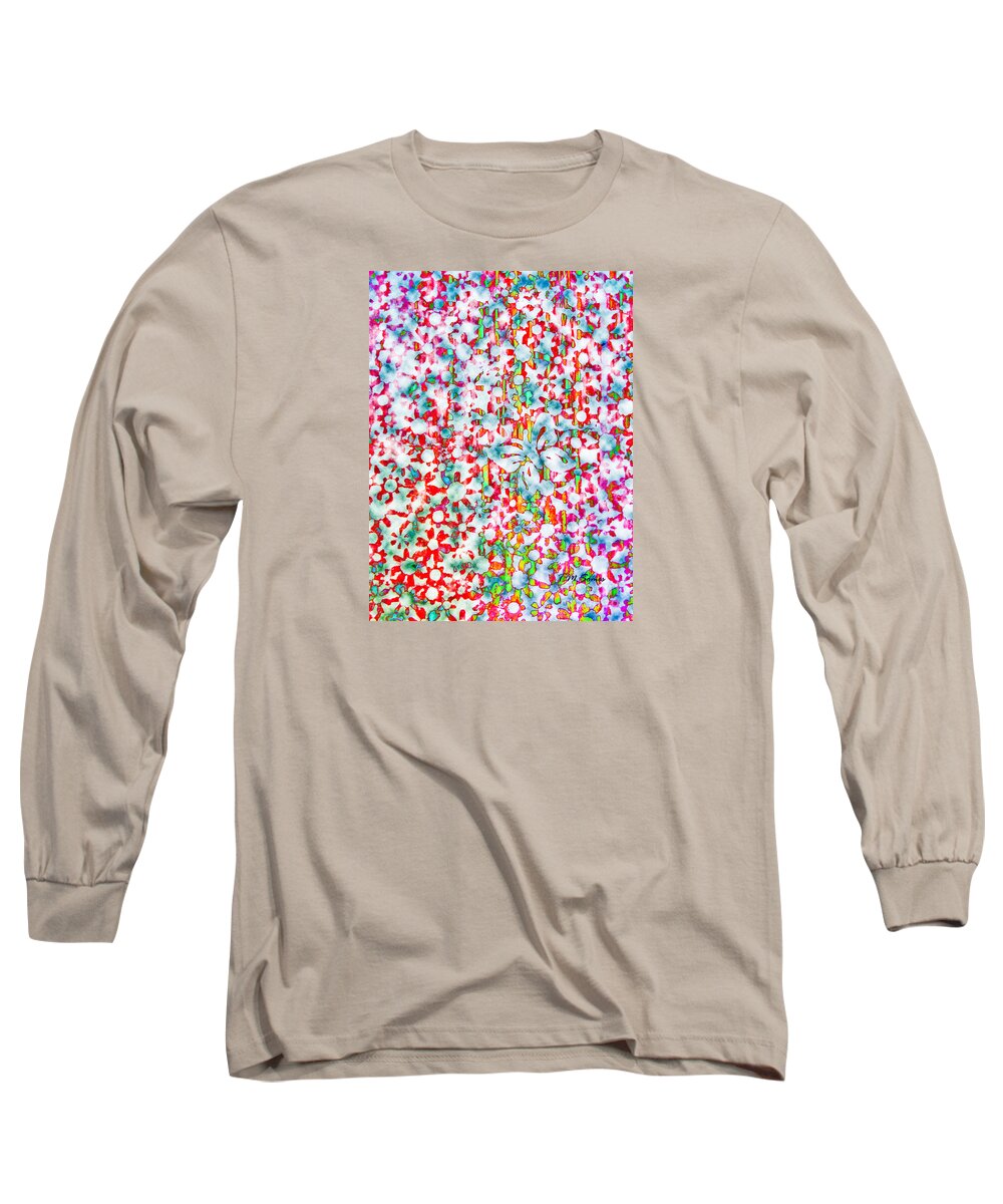 Butterflies Long Sleeve T-Shirt featuring the mixed media Butterfly Flowers 2 by Toni Somes